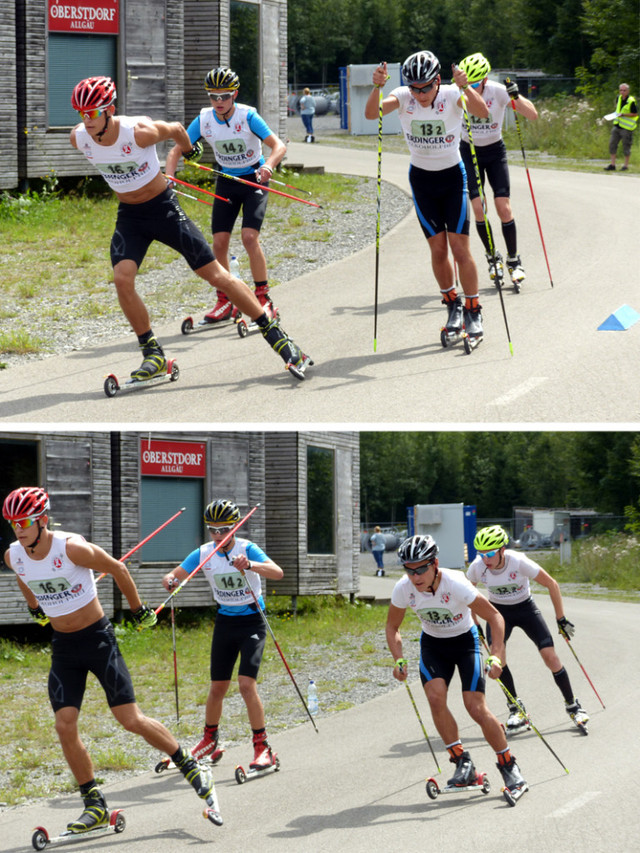 Im Skiroller-Rennen konnte sich Denis Klarin (Nr. 13) mit den DSV-Profis messen