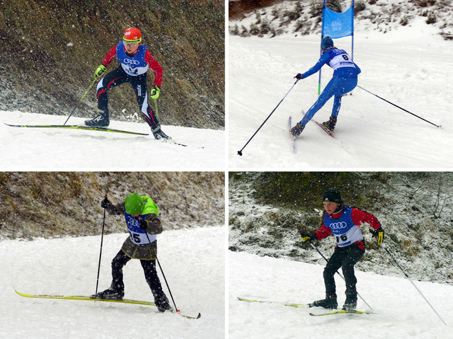 Die anspruchsvolle Strecke mit eingebautem Riesenslalom kostete den jungen Läufern viel Kraft: Jakob Schupp (Bild oben links), Sophia Maurus (oben rechts), Elias Mach (unten links) und Anna Piekenbrock (unten rechts)