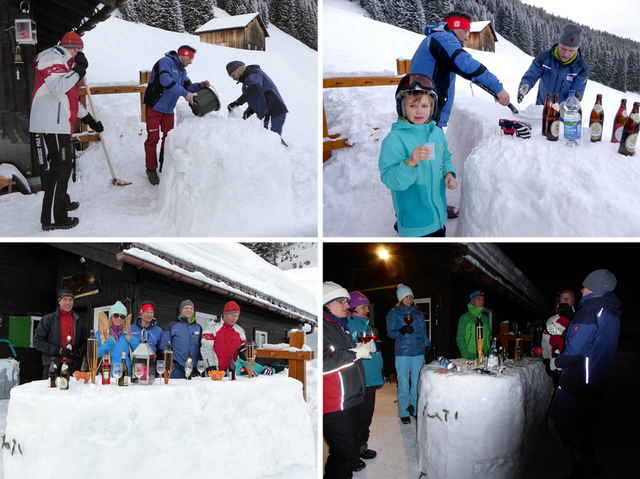 Ein Highlight: die gemeinsam erbaute Schneebar ... PROST !!!