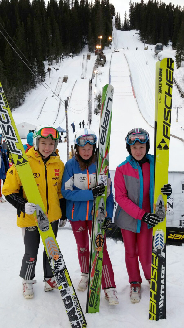 Die deutschen Starterinnen in Trondheim (von links nach rechts): Alexandra Seifert (VSC Klingenthal), Sophia Maurus (TSV Buchenberg) und Jenny Nowak (SC Sohland)