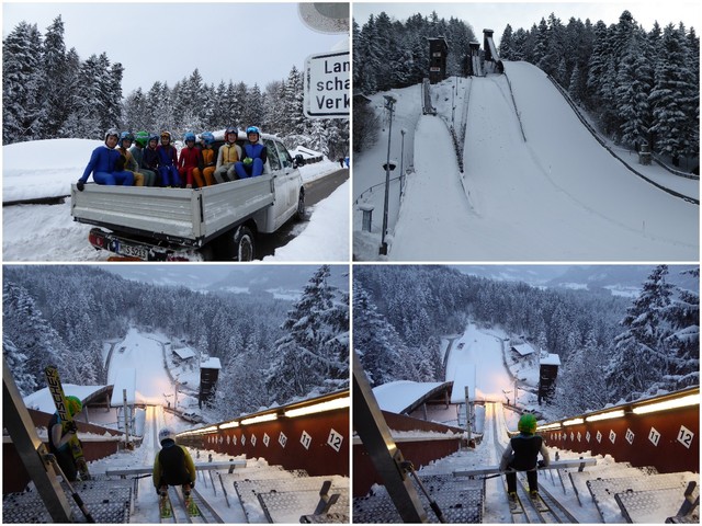 Training auf der HS62 Schanze mit Beat, Jakob, Lucas und  Lukas