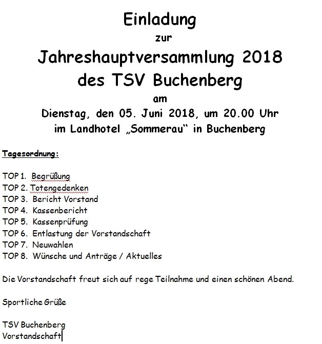 Jahreshauptversammlung 2018