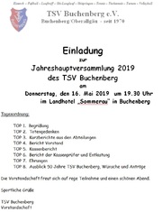 Einladung zur Hauptversammlung des TSV Buchenberg e.V. 