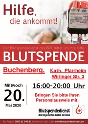 Blutspende am 20.05.2020 im kath. Pfarrheim
