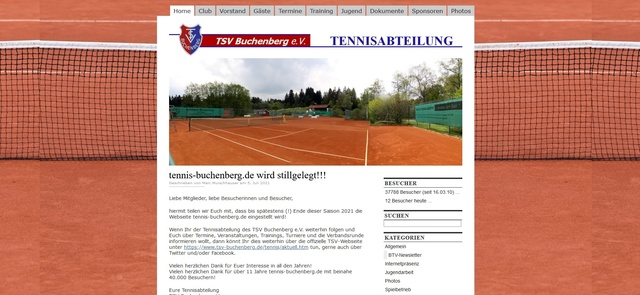 Startseite von tennis-buchenberg.de 