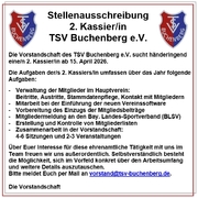 TSV Vorstandschaft sucht 2. Kassier/in zum 15. April 2026