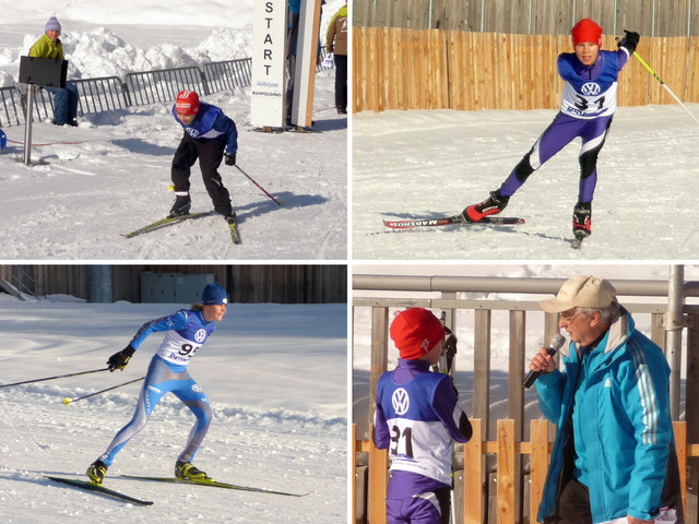 Kombinationslanglauf auf der Biathlon-WM-Strecke: Lucas Mach (Bild oben links), Simon Mach (oben rechts), Florian Hüttl (unten links) und Simon beim Interview (unten rechts)