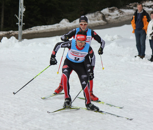 Im 5-km-Sprint konnte Denis (Startnummer 9) seinen zweiten Rang verteidigen