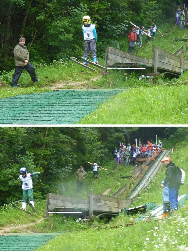 Zwei „Youngsters“ auf der K15-Schanze: Jakob Marcher (Bild oben) und Leander Schedel (Bild unten)