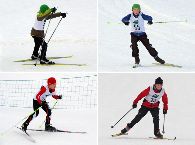 Hochmotiviert im Kombinations-Langlauf: Beat Wiedemann (Bild oben links), Lucas Mach (oben rechts), Jakob Schupp (unten links) und 