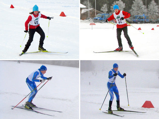 Ebenfalls schnell in der Loipe: Sophia Maurus (Bild oben links), Simon Mach (oben rechts), David Mach (unten links) und Florian Hüttl (unten rechts)