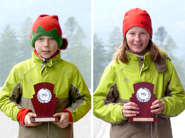 Die stolzen Sieger in Ruhpolding: Lucas Mach (Bild links) und Sophia Maurus (rechts)