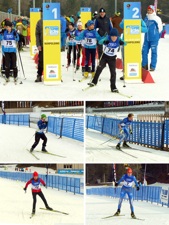 Schnell in der Loipe: Beat Wiedemann am Start (Bild oben), Lucas Mach (Mitte links), David Mach (Mitte rechts), Sophia Maurus (unten links) und Florian Hüttl (unten rechts)