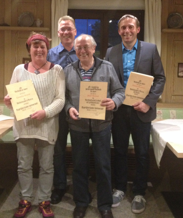 Ehrungen beim TSV Buchenberg: (von links): Cornelia Klarin, Peter Hofmann, Josef Baldauf und Thomas Bernhard. 