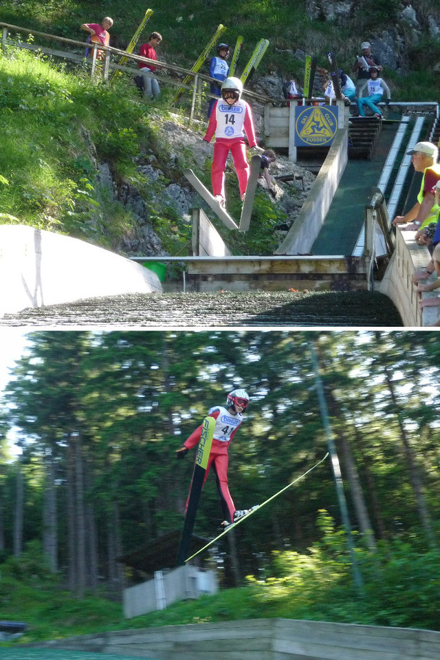 Beat Wiedemann (Bild oben) und David Mach (Bild unten) beim Auftaktspringen in Füssen